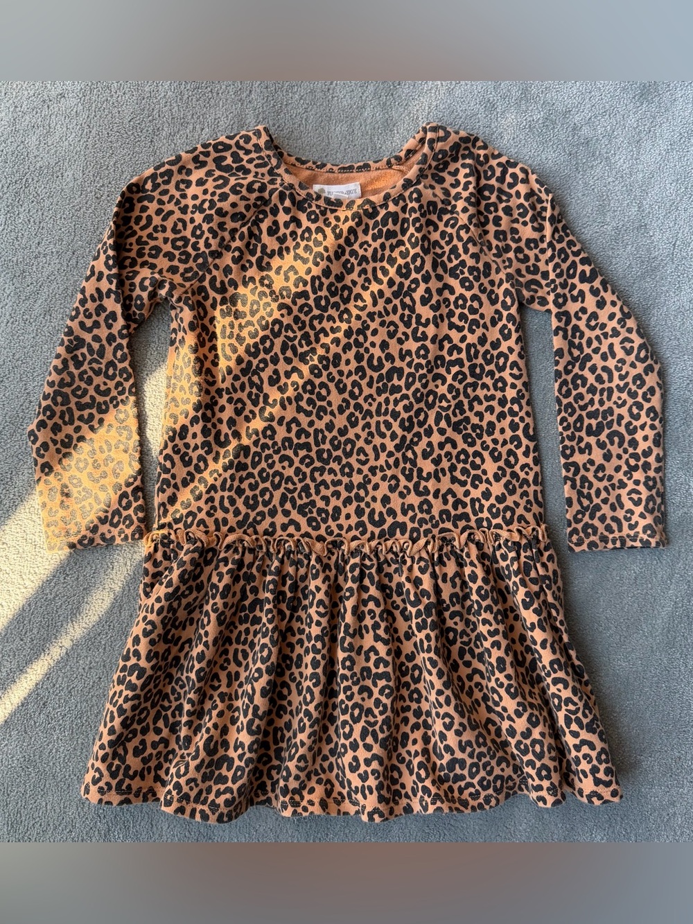 Tucker + Tate Girls' Long Sleeve French Terry Leopard Print Peplum Dress